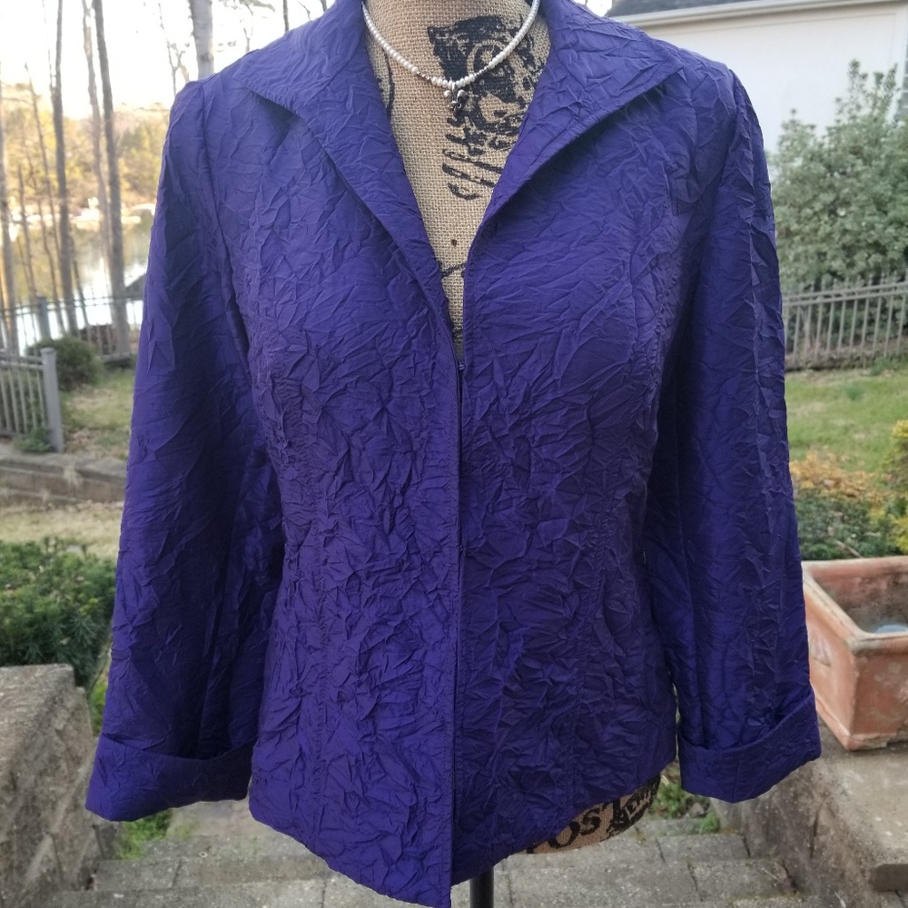 CHICO'S ROYAL PURPLE ROUCHED JACKET - Picture 2 of 5